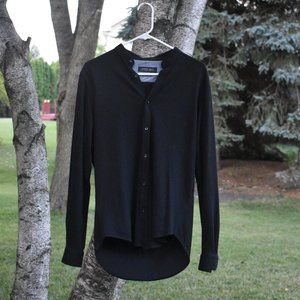 Zara Man Collarless Button Down Shirt